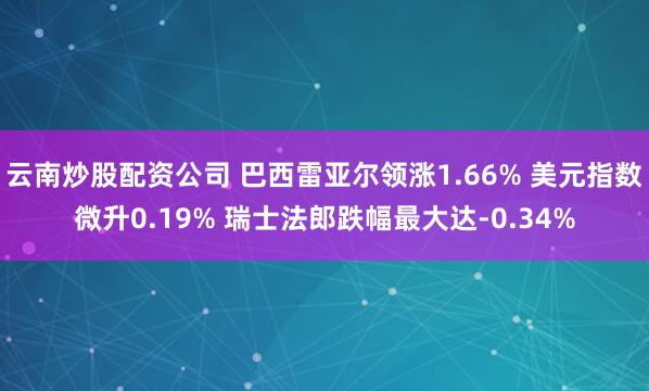 云南炒股配资公司 巴西雷亚尔领涨1.66% 美元指数微升0.19% 瑞士法郎跌幅最大达-0.34%